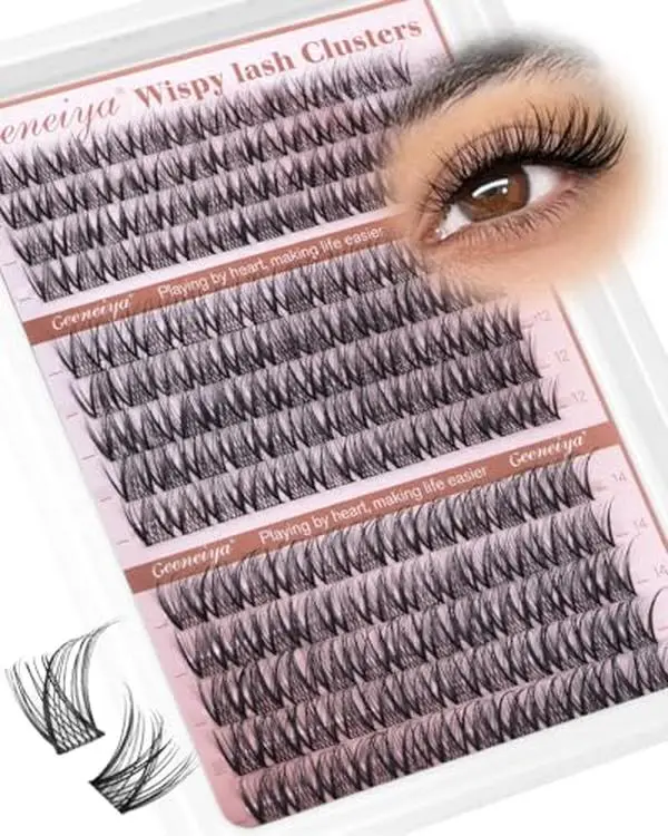 Medium Lash Clusters Short Wispy C Curl Eyelash Clusters 10-14MM Individual Eyelashes Natural Cluster Eyelash Extensions Natural Looking Cluster Lashes by Geeneiya (C Curl,10-12-14)