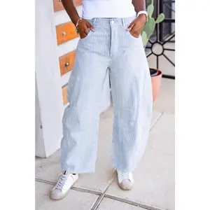 The Pinstriped Beau Barrel Jeans