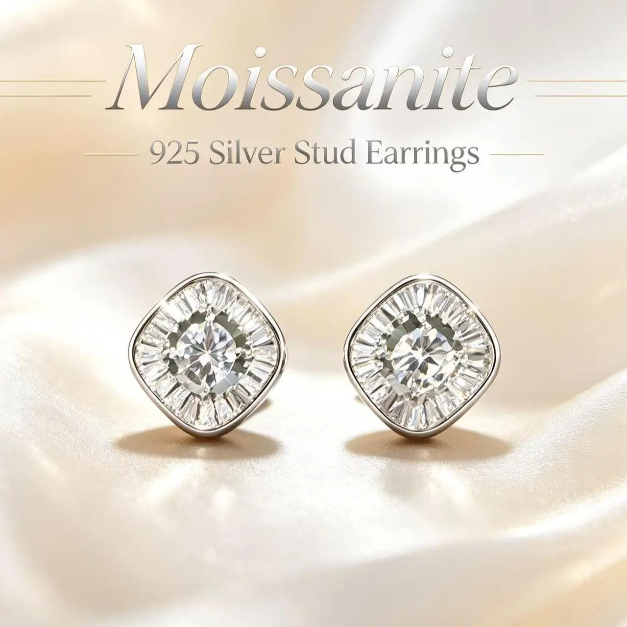 T107 0.5mm  Moissanite Stud Earrings, 925 Sterling Silver Post, Sparkling Daily & Bridal Jewelry
