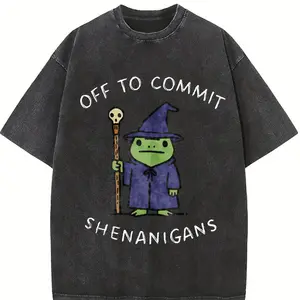 Comfort Colors Off to Commit Shenanigans Wizard Frog Funny DnD Tee, Ren Faire Fantasy Gift