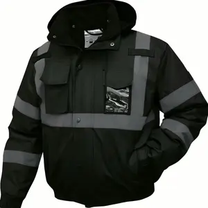 American Size High Visibility Reflective Jackets for Men, Waterproof Bomber Safety Jacket for Winter Cold Weather