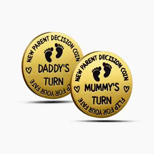 Funny New Parents Gift - New Dad Mom Parents Decision Coin Gift for Dad Mom to be, Pregnancy Gifts for First Time Daddy Mummy, Baby Shower Announcement (Double-Side)