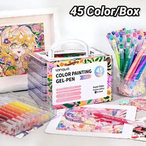 45 Color Gel Pen Set, 1 Box Gel Pen with Storage Box, Large Capacity Ink Pen, Art Supplies, Office School Supplies for Diary, Card, DIY, Back to school stationery, Christmas/Halloween Gift for children
