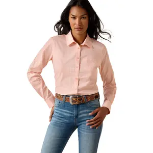 10073394 Ariat Women's Team Kirby Long Sleeve Button Up Shirt - Tropical Peach Geo