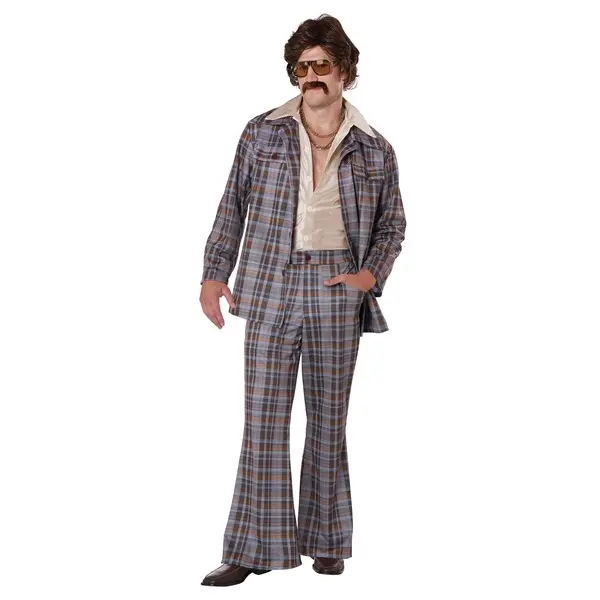 3 Piece 70's Plaid Leisure Suit Costume for Men