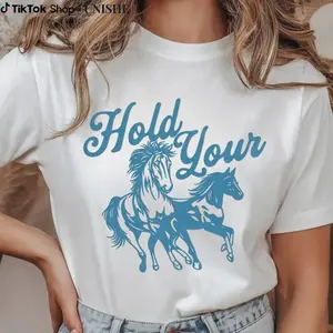 Hold Your Horses Western Tee – Amusing Pun Graphic Shirt