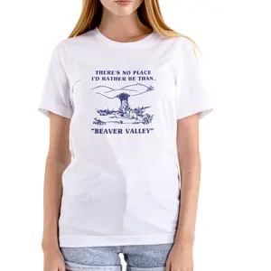 Graphic tee THERE IS NO PLACE ID RATHER BE THAN BEAVER VALLEY Funny T Shirt, Unisex Cotton