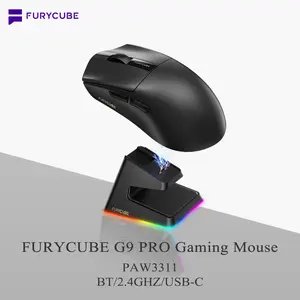 FURYCUBE G9 Ultra Lightweight Mouse PAW3311 DPI 12000 MAX22000 Screen Gaming Mouse Wireless/Wired Mouse 400mAh 8k 3 Mode Rechargeable Battery With Charging Dock