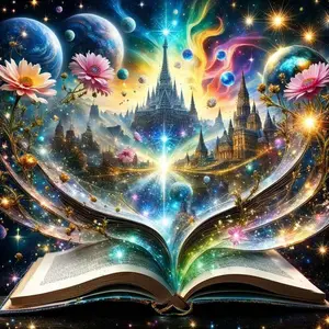 5D DIY Handmade Diamond Painting Kit, Full Round Drill Art Set, Book Castle Starry Sky Planet Design, Home Decor Gift, Needlepoint Craft