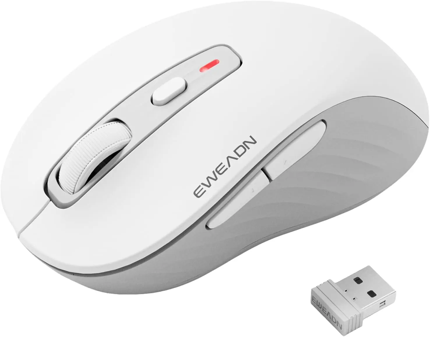 EWEAND Wireless Mouse, Dual-Mode 2.4 G/Bluetooth Mouse with 5 Adjustable DPI Levels up to 4000, Rechargeable Silent Computer Mouse for Laptop, MacBook, PC, Chromebook for Small&Medium Hands-White