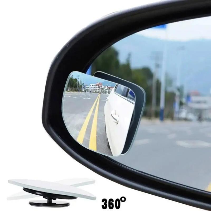 2 Pcs Universal Fit Glass Car Wide-angle Blind Spot Rearview Miror, 360" Adjustable, High-definition, with Applicable for All Cars