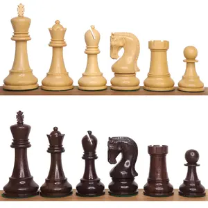 Leningrad Staunton Chess Set- Chess Pieces Only - Rosewood & Boxwood - 4" King