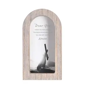 360 Stand Framed Arch Glass Picture Frame - 5x8 Gray, Christian Home Decor, Arch Shape, Dimensional Look for Wall Display, Photo