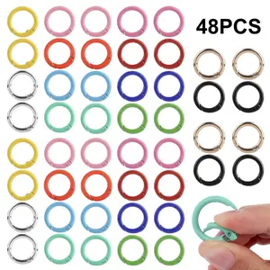 48Pcs Metal Key Ring Clip, Circle Key Chain Bulk Spring O Ring Carabiner Spring Snap Hook Key Chain Clips For DIY Keychain Bag Charm Handbag Purse Jewelry