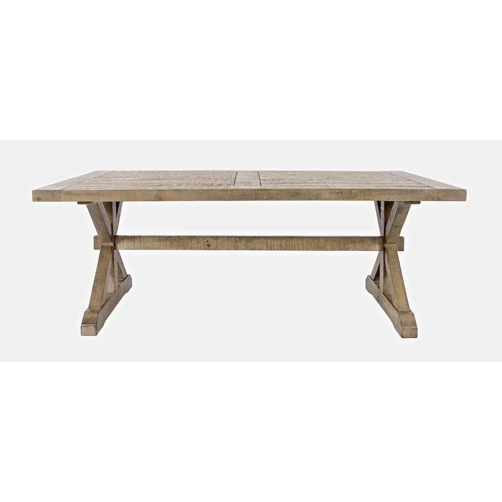 Carlyle Crossing Sturdy Modern Rustic Distressed Solid Wood Coffee Table with Trestle, Living Room Coffee Tables for Morning Cups & Evening Conversations