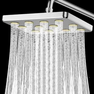 High-Pressure, Silver Color/ Square Design, Daily Fixed Spray Rainfall Shower Head for Bathroom, Rain Showerhead, Essential Bathroom Accessory