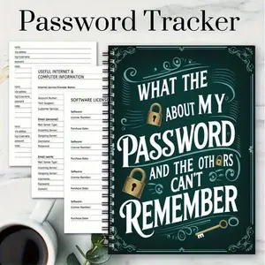 Easy Password Keeper - Password Tracker for Internet & Computer Information with Software License & Tech Support Sections
