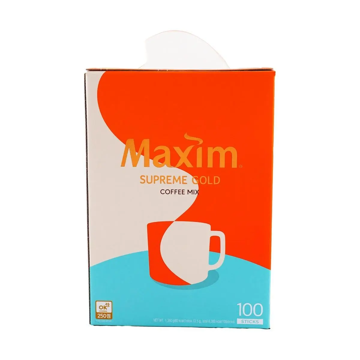 Maxim Korean Gold Coffee Mix Sticks - 13.5g x 100 Count - Rich Aroma & Smooth Taste