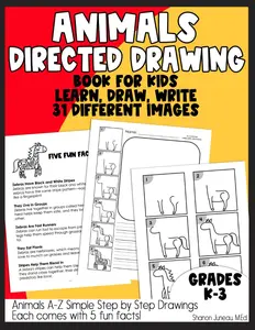 Directed Drawing Books For Kids: Simple Step By Step Drawings For Ages 5 to 10 Animals A-Z and Fun Facts