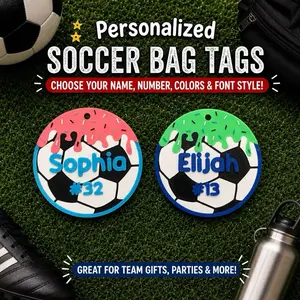Personalized Soccer Drip Bag Tag w/ Clip & Ring | Custom Name Keychain | Team Gift, Backpack Tag, Drip Design