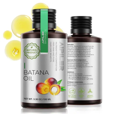 AIPILER Organic Batana Oil - Dr Sebi Approved 100% Pure Unrefined Natural Haircare Remedy, Vitamin-Infused Scented Smooth Formula for Braids, Low Porosity Hair (Adults, Honduras-Sourced)
