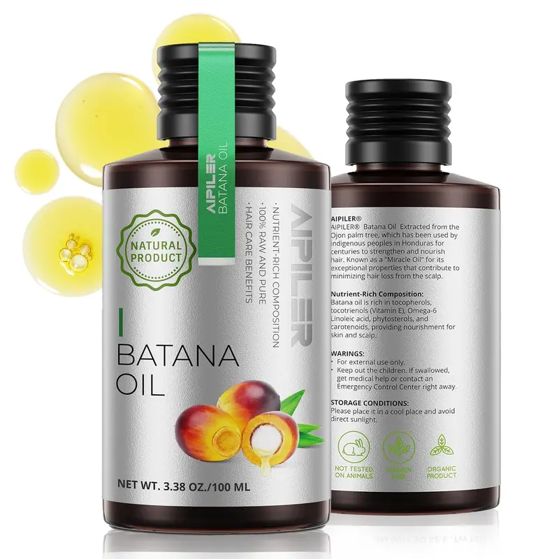 AIPILER Organic Batana Oil - Dr Sebi Approved 100% Pure Unrefined Natural Haircare Remedy, Vitamin-Infused Scented Smooth Formula for Braids, Low Porosity Hair (Adults, Honduras-Sourced)