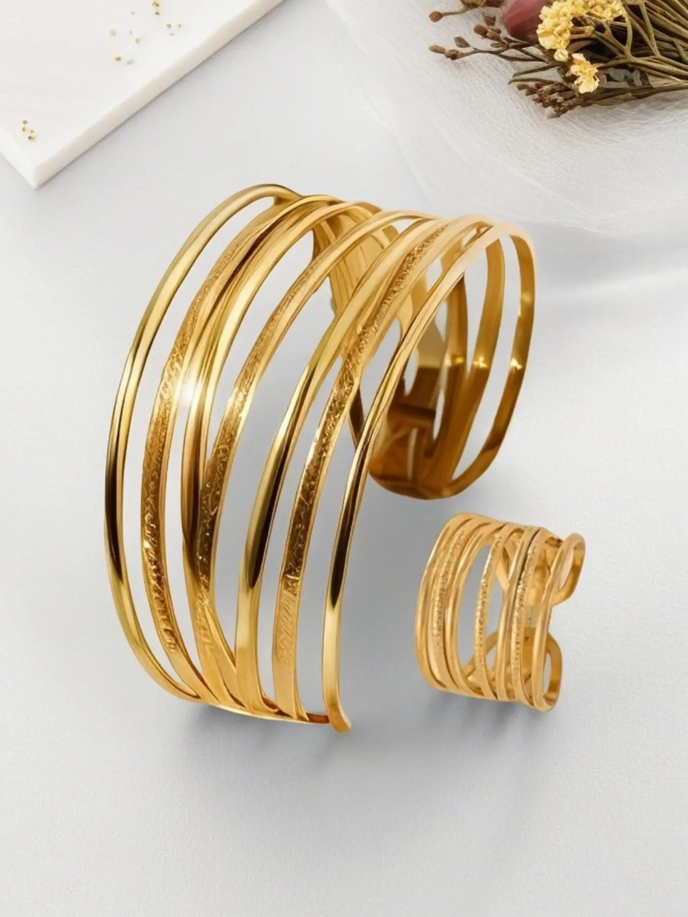Women's Elegant Fashion Bangle Bracelet & Ring Set, Fashion Jewelry for Party, Daily Clothing Decor, Trendy All-match & Exquisite Jewelry for Birthday Gift