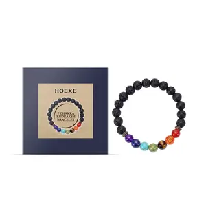 Hoexe Colorful Volcanic Stone Bracelet Jewelry Beads Bracelet Colorful Volcanic Stone Bracelet Adjustable Braided Beading
