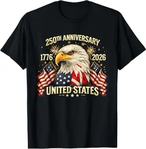 250 Years American Anniversary 1776-2026 USA Flag T-Shirt