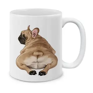 11 Oz Ceramic Tea Cup Coffee Mug, French Bulldog Butt Looking Back