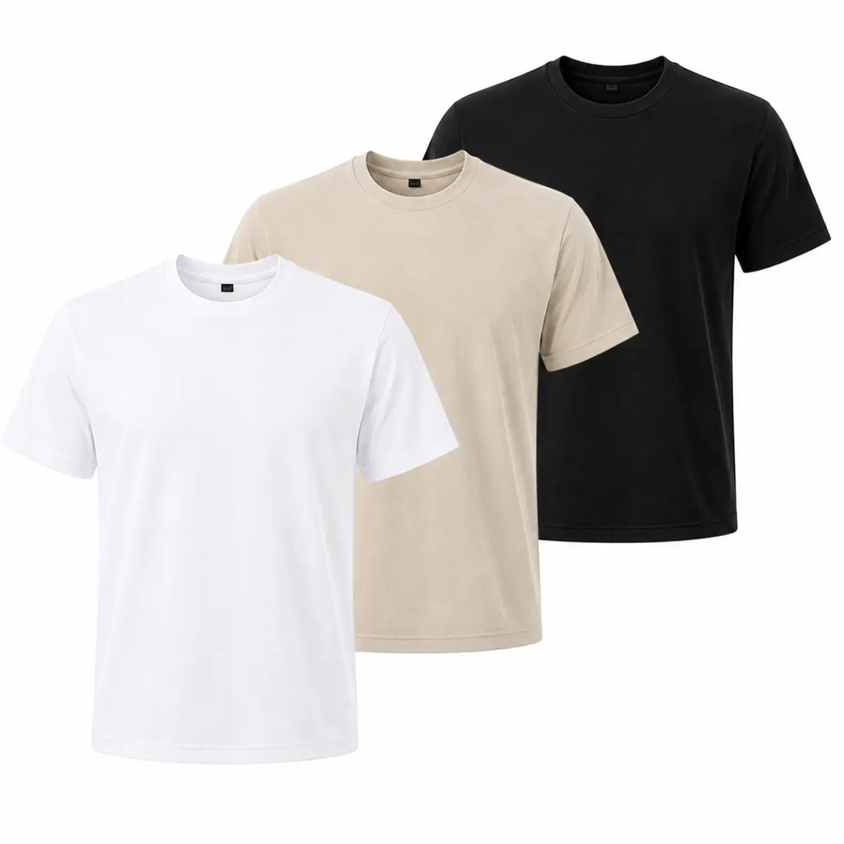 3-Pack 100% cotton Modern Era Clothing  Slim Fit Crew Neck Casual T-Shirts - Super Soft, Essential Tees for Everyday Wear Breathable Streetwear Menswear Fabric Tops Sport