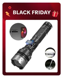 2-in-1 Strong Flashlight(Power Bank), Digital display of power,Rechargeable， Zoomable,,X4Waterproof, Adjustable BrightnessFlash Light for Outdoor, EmergencyCamping Accessories, BlackTikTokShopBlackFriday