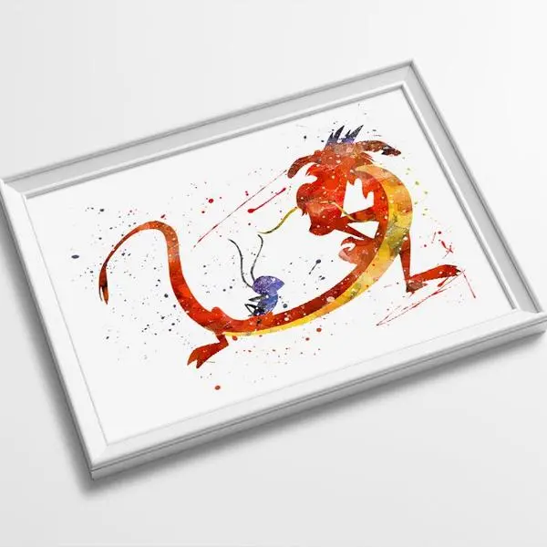 Mulan Watercolor Art Print Poster - Minimalist Nursery Decor Gift For Him Or Her