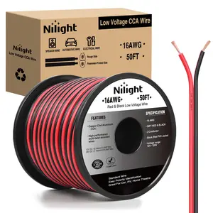 Nilight 50FT 16AWG Copper Clad Aluminum Wire 16/2 Gauge Red Black CCA Electrical Cable 2 Conductor Parallel 12V/24V DC Flexible Extension Cords for Car Audio Radio Speaker Amplifier Plastic Device Strip Wired Low Voltage dealsforyoudays 12Awg-50Ft