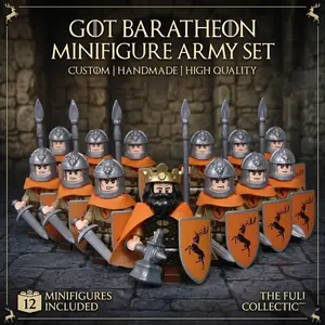 13PCS Medieval Knights Minifigures Set, Baratheon Army Toy Soldiers with Weapons, Fantasy Warrior Action Figures Building Blocks for Collection