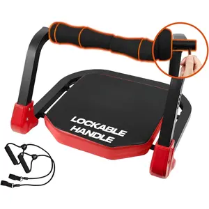 Ab Crunch Machine For Total Body & Core Abdominal, Situp Lockable With Ergonomic Foam Handle & 2 Resistance Bands