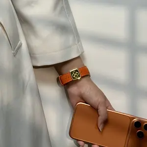 CRAZYGRASS Comfort Leather Watch Band for Smart Watch 49mm 46mm 45mm 44mm 42mm 41mm 40mm 38mm Foldable Clasp  For Square Smartwatch No Tools Needed Skin-Friendly [WATCH NOT INCLUDED] Adjustable