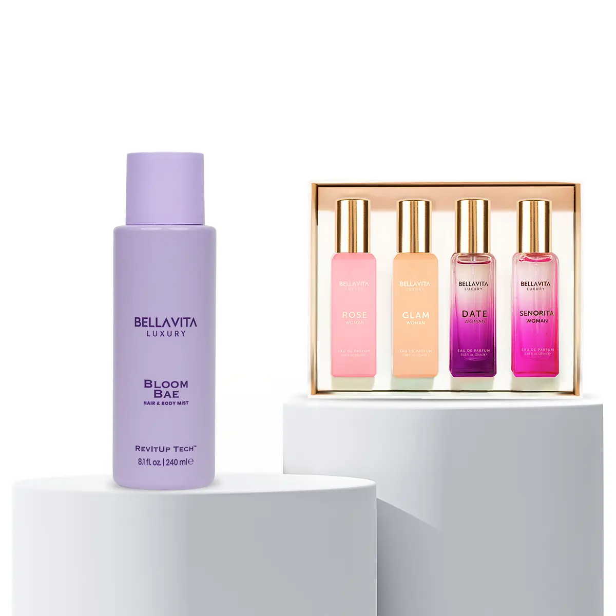 The Blooming Muse Duo by Bellavita Luxury | Women’s Perfume Gift Set & Bloom Bae Hair & Body Mist | Floral, Romantic & Everyday Luxe | Long-Lasting Eau De Parfums & Revivable Water-Based Mist | Vegan & Cruelty-Free