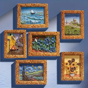 van gogh inspired fridge magnet set, starry night & sunflowers fridge magnet, cute kitchen decor, home decor