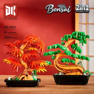 1023+pcs Pine and Maple Tree Model Set, 2-In-1 Pot Plant Building Blocks, Creative DIY Home Decor, Festival Gift, Perfect Present