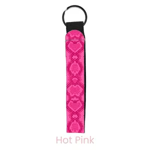 abbyrose Snakeskin Wristlet Key Chain Hot Pink