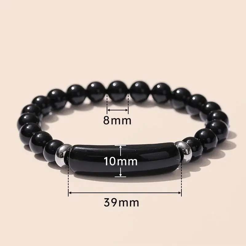 7A Natural Black Agate Bridge Bracelet