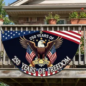 250 Years Of Freedom Flag, American Eagle Patriotic Banner, 1776 2026 USA Independence Day Flag, Vintage American Flag Decor, Bald Eagle USA Flag Outdoor Garden Flag For Home Porch Yard
