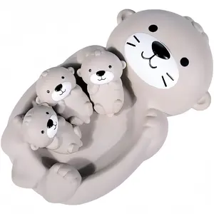 Cute Baby Otter Bath Toy Set, Floating Bathtub Toys for Infants, Cartoon Animal Bathroom Playset, Newborn Gift, Toddler Water Games