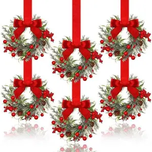 Christmas 3D Bow Ribbon Hanging Ring for Bedroom Wardrobes / Christmas Artificial Pine Cones / Entrance Hooks / Party Scenes - Multi-purpose Festive Ornaments that can be Hung and Used for Decoration