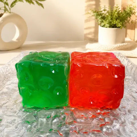 Colorful Transparent Cheese Cube Squishy Toy, Non-Rebound Moldable Sensory Fidget Toy, Soft Squeeze ASMR Stress Relief Toy, Halloween Gift for Kids & Adults