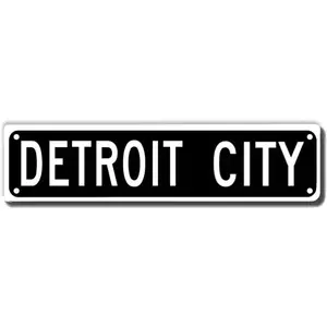 Detroit City Street Sign, Detroit City Gift, Detroit Wall Decor for Home Office Bedroom Driveway Garage Man Cave Plaque Quality Metal Sign 16x4 Inch