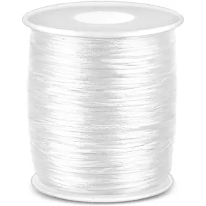 White Nylon Cord, Nylon Craft String, Silky Satin Rattail Cord Beading String for Braided Bracelets, Pendants Necklace, Macrame Keychains, Lanyards, Drawstring Bags, DIY Crafts, Sewing Projects