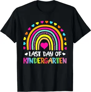 100%cotton Last Day Of Kindergarten School Rainbow Graduation Pre-K T-Shirt
