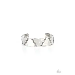 Couture Crusher - Silver Hematite Rhinestone Silver Cuff Bracelet - Paparazzi